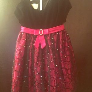 Toddler red and black dress with silver